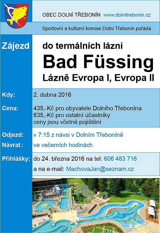 Zájezd do termálních lázní Bad Füssing 2.4.2016