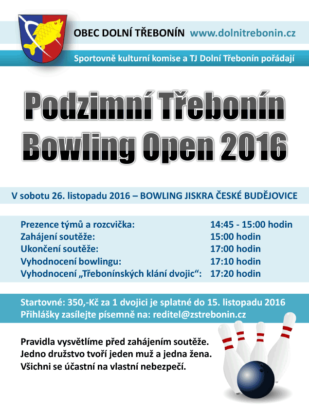 Podzimní Třebonín Bowling Open 26.11.2016
