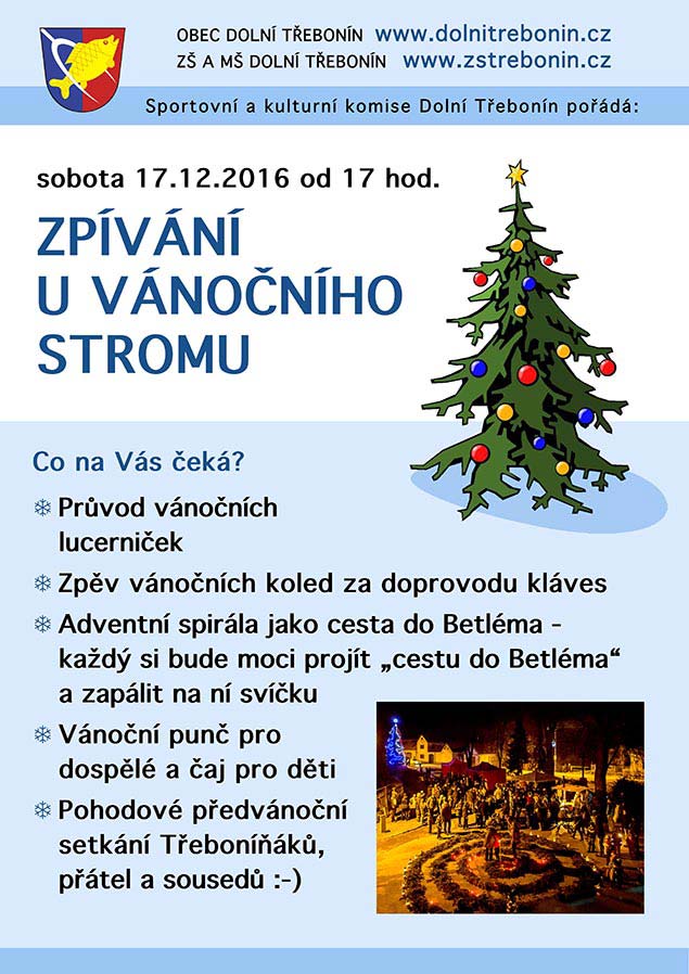 Zpívání u vánočního stromu v Dolním Třeboníně 17.12.2016