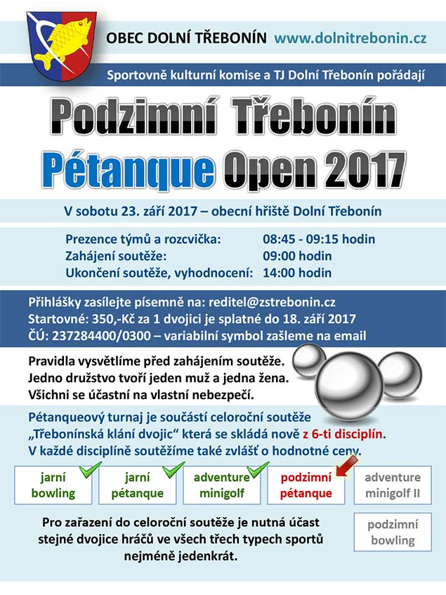Podzimní Třebonín Petangue Open 23.9.2017