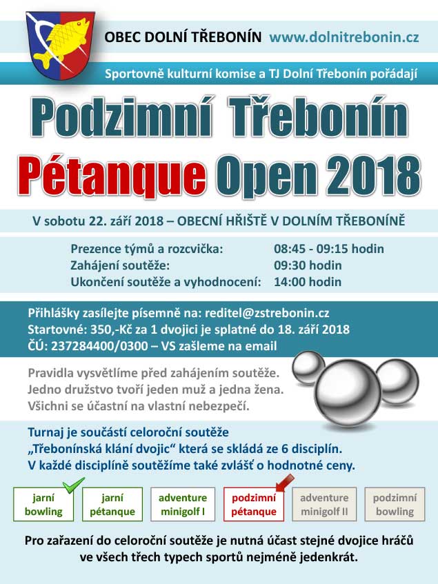 Podzimní Třebonín Petangue Open 22.9.2018