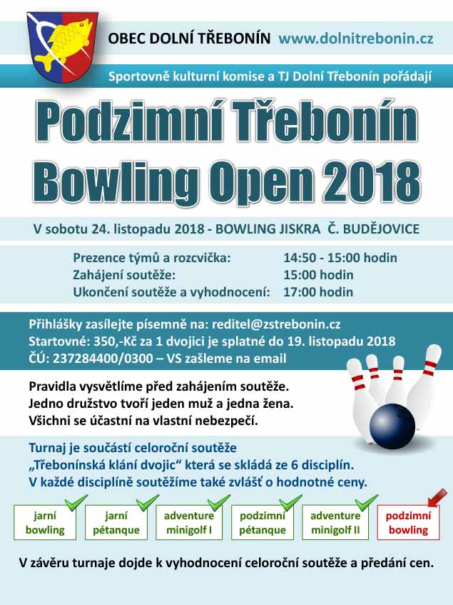 Podzimní Třebonín Bowling Open 24.11.2018
