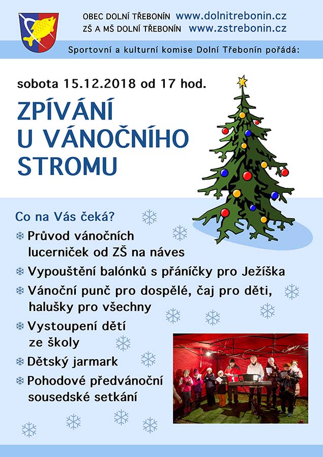 Zpívání u vánočního stromu v Dolním Třeboníně 15.12.2018