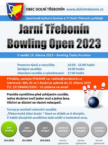 Jarní Třebonín Bowling Open 19. 3. 2023