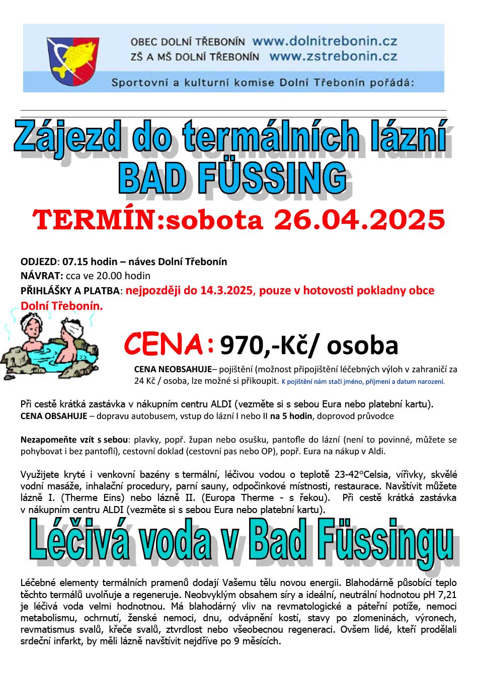 Zájezd do termálních lázní 26. 4. 2025