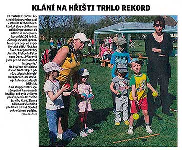 Klání na hřišti trhlo rekord, Českokrumlovský deník 3.5.2012