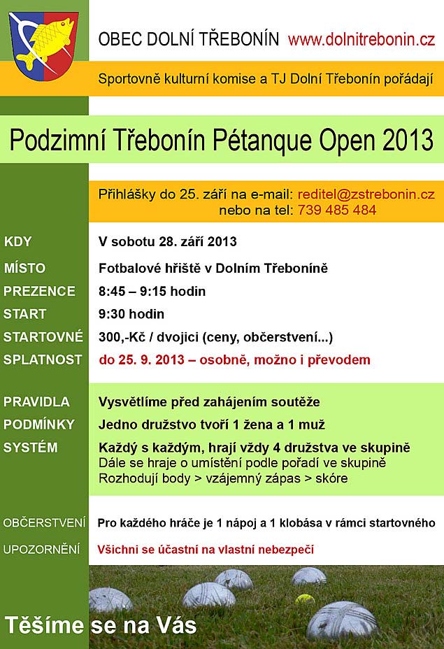 Podzimní Třebonín Pétanque Open 28. září 2013