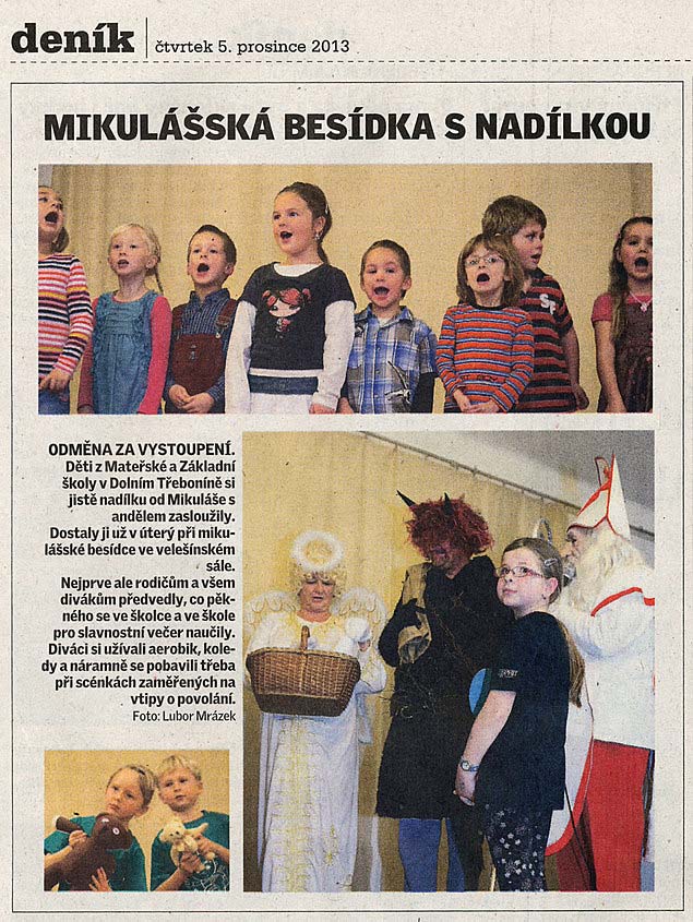 Mikulášská besídka s nadílkou, Českokrumlovský deník 5.12.2013