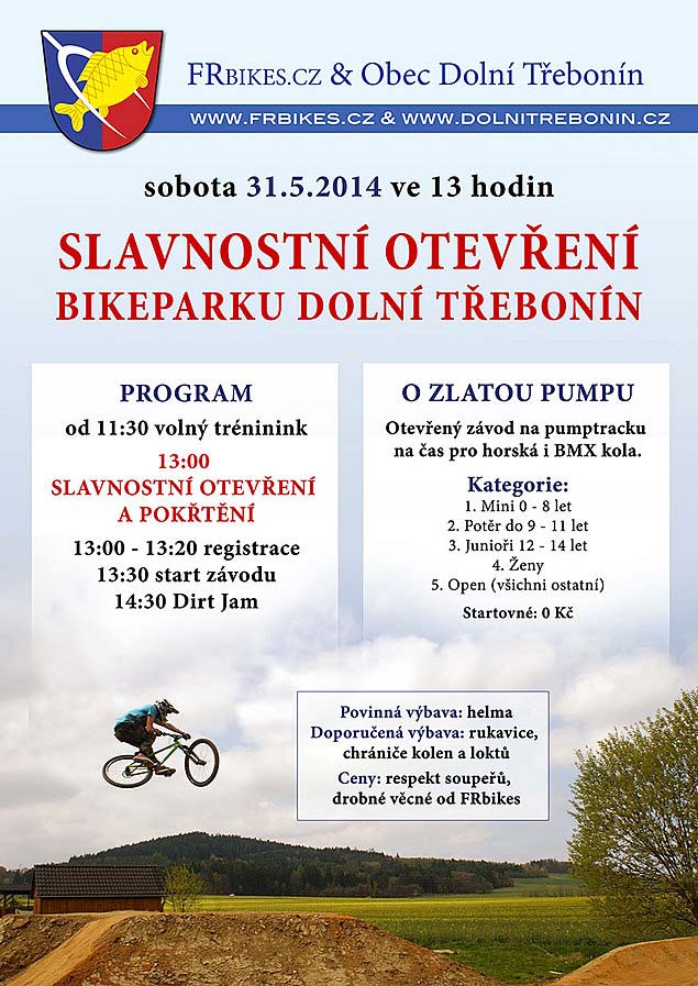 Slavnostní otevření bikeparku Dolní Třebonín 31.5.2014